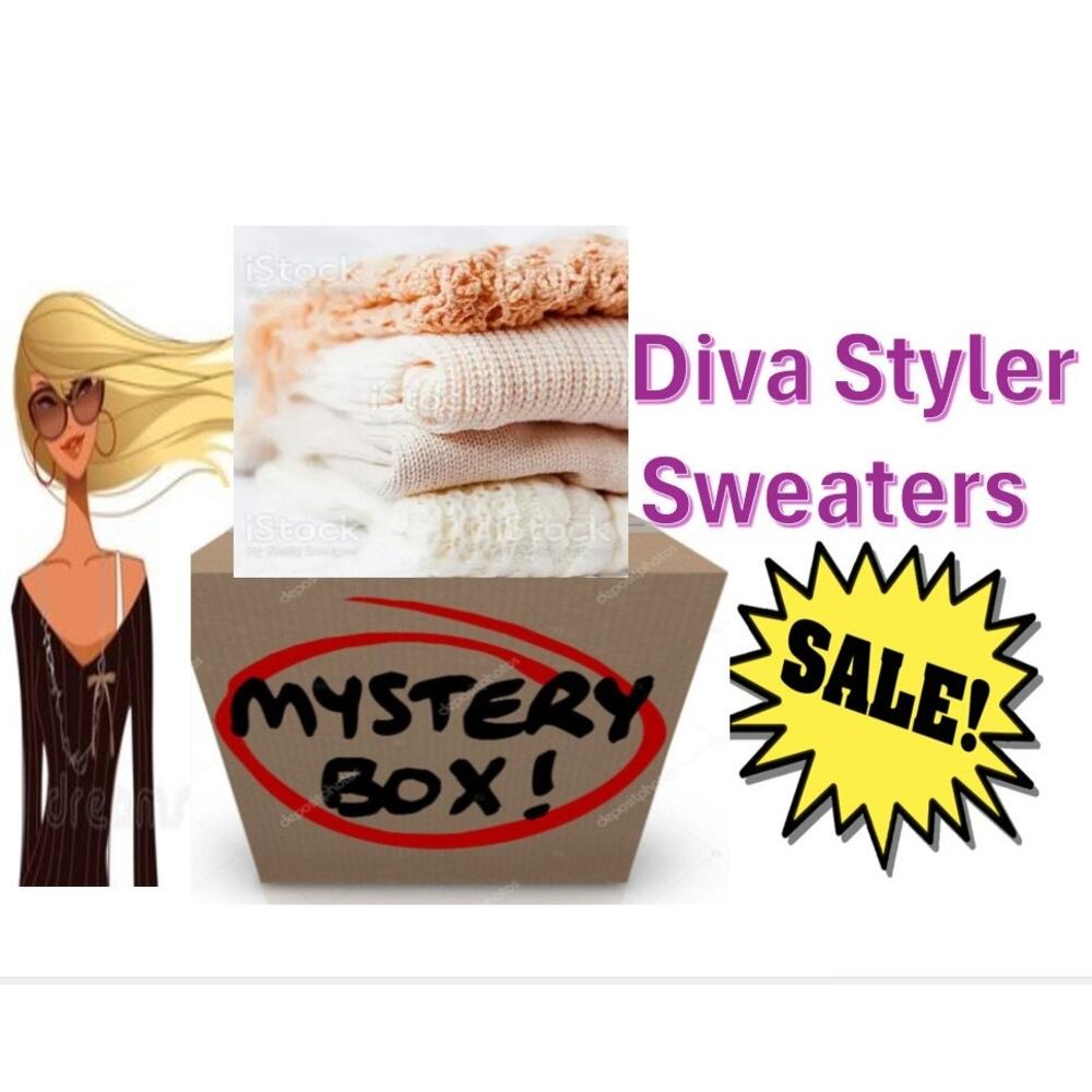 THREE Sweaters MYSTERY BOX Variety Colors Pattern Styles  Choose Your Size
